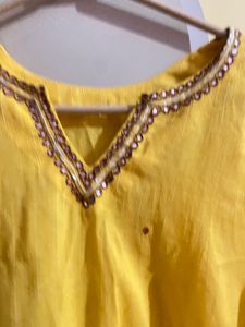 Yellow Embroidered Kurta