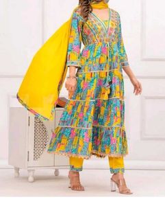 Free shipping multi coloured stunning anarkali set