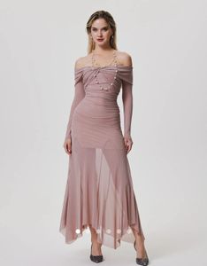 Savana Elegant Mauve Off-Shoulder Dress