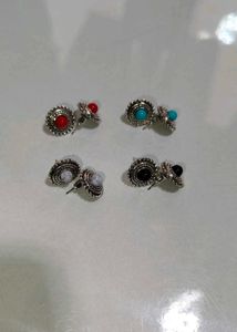 Oxidised circle Shape Tiny Stud Earrings for Women