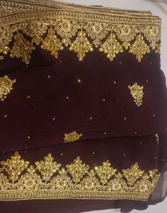 Elegant Brown &amp; Gold Saree