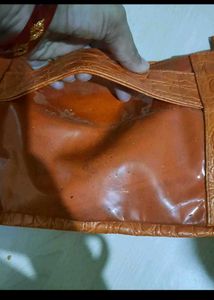 Orange Croc Embossed Shoulder Bag