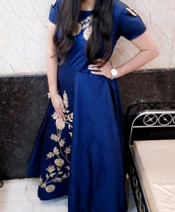 Blue Colored Silk Gown