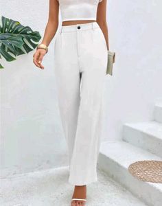 Chic White Wide-Leg Trousers for Women