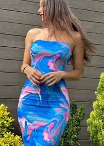 Abstract print bodycone maxi dress