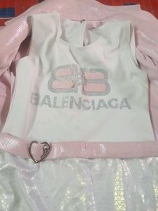 Pink Sparkle Outfit - Blazer, Top, &amp; Skirt