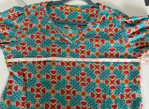 S - 34-36, Global Desi Blue Floral Print Top