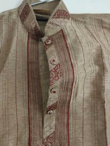Maroon And Gold Mixed Striped Kurta. Used Once
