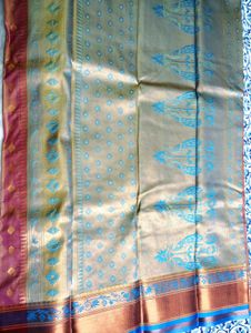 Blue &amp; Gold Silk Saree