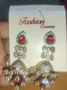 Red Jhumka Earrings