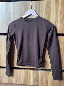 Brown Fitted Long Sleeve Top