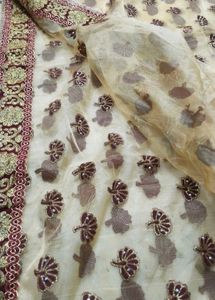 Golden An Red ♥️ Border Saree With Blouse
