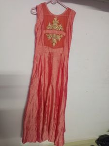 Peach Pink Umbrella Silk Gown