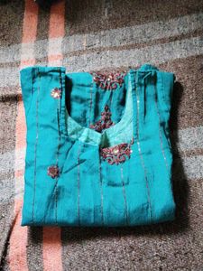 Teal Embellished Kurta