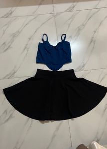 Black Skirt and Blue Top Set