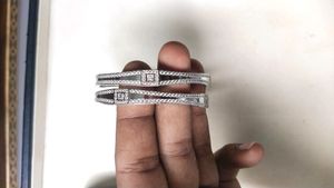 Sterling Pure Silver CZ  Rhodium Bangles 1 Pair