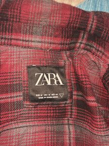 ZARA Red Plaid Flannel Shirt