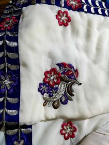 White Embroidery Saree