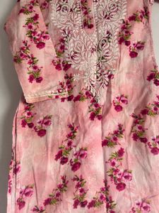 Floral Printed Chikankari Kurta