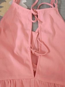 Cute Pink Top with Back- Knot Pattern