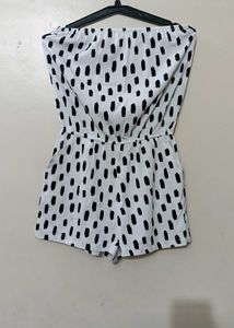 Sera White &amp; Black Print Playsuit