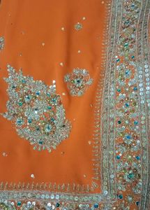 Orange Embellished Saree