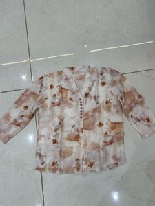 Abstract Print Button-Up Blouse Top