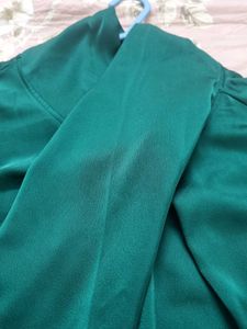 Emerald Green Satin Long Sleeve Top