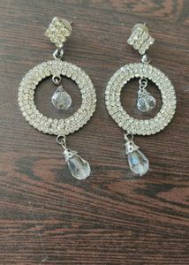 Rhinestone Circle Drop Earrings