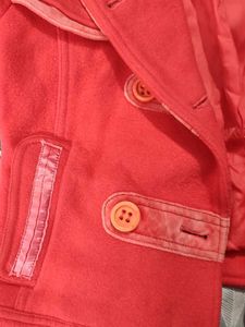 Coral Double-Breasted Cropped Coat