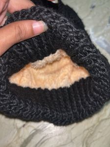 Black Knit Beanie with Pom