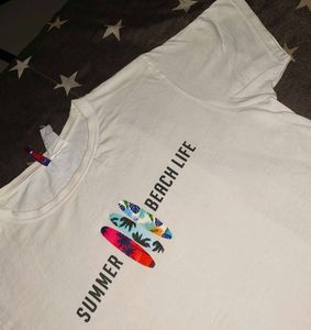 White Summer Beach Life Tee