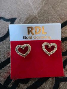 Gold Heart Stud Earrings