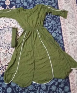 Olive Green Long Sleeve Dress with Belt