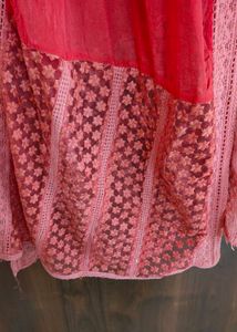 Lavender Embroidered Kurti Set With Dupatta