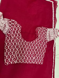 Pink Saree With Chikankari Blouse