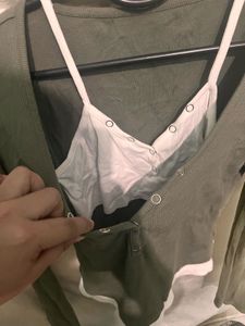 Olive Green Layered Crop Top