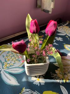 Set Of 1 Artificial Tulip Pink! With3 Xtra Flowers