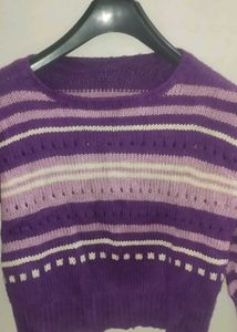 Purple Striped Knit Sweater