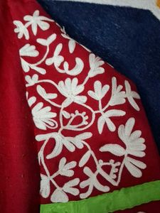 Red Embroidered Ethnic Kurta
