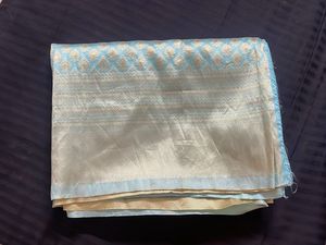 Light Blue & Gold Banarasi Saree