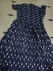 Navy &amp; White Print Dress