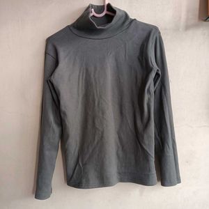 Grey Turtleneck Top