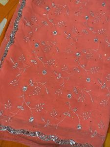 Peach Embroidered Saree