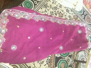 New Purple Saree With Stone EmbroideryBorder