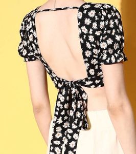 Floral Print Backless Top