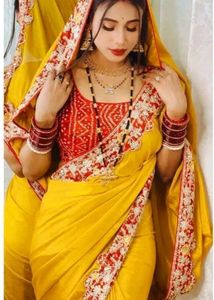 Elegant Yellow Embroidered Saree