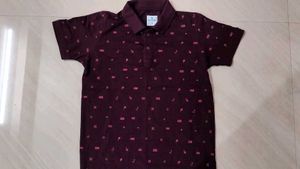 Maroon Printed Polo T-Shirt