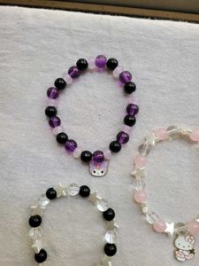 kuromi and hello kitty matching beaded bracelet