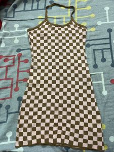 Checkered Mini Halter Dress